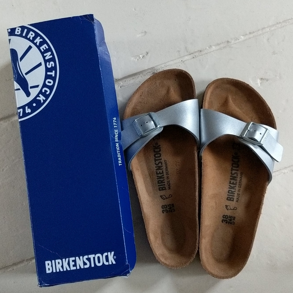Birkenstock Madrid silver women's sandals sz 38